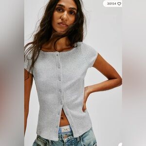 Free People Gray Button Down Shirt